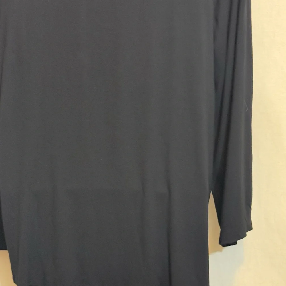 H-161 JM Collection Black Embellished Tie Front Long Sleeve Pullover Blouse‎ - Picture 10 of 14